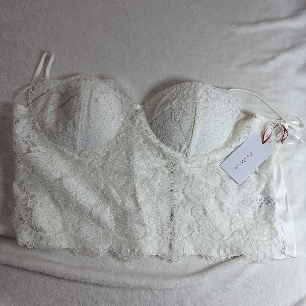 Rose Velvet Lace Corset Women's NWT Size‎ 3XL white Bustier Retro Vintage